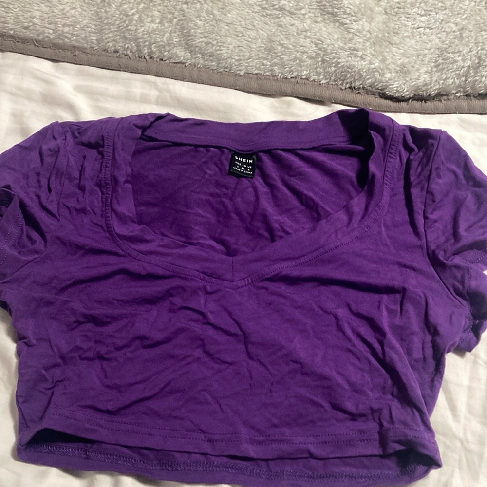 Purple V-Neck Crop Top